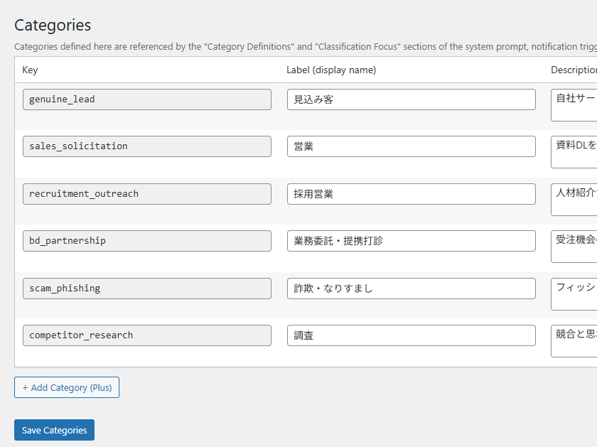 YomuForm Plus category management